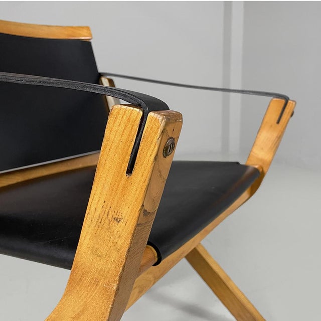 Italian Kiu Armchair in Wood and Black Leather from Luxoritalia, 2010s For Sale - Image 15 of 18