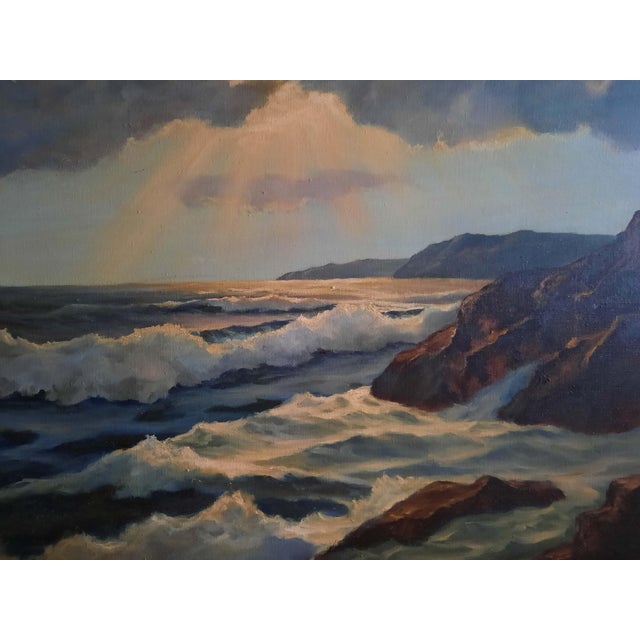 Dramatic Coastal Seascape at Twilight Oil painting, signed indistinctly lower edge, apparently “J. H. M. Donald”...