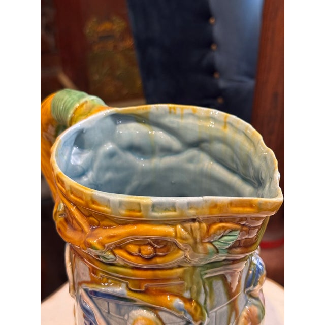 Antique Minton-Style Majolica Pottery Pitcher For Sale - Image 11 of 12