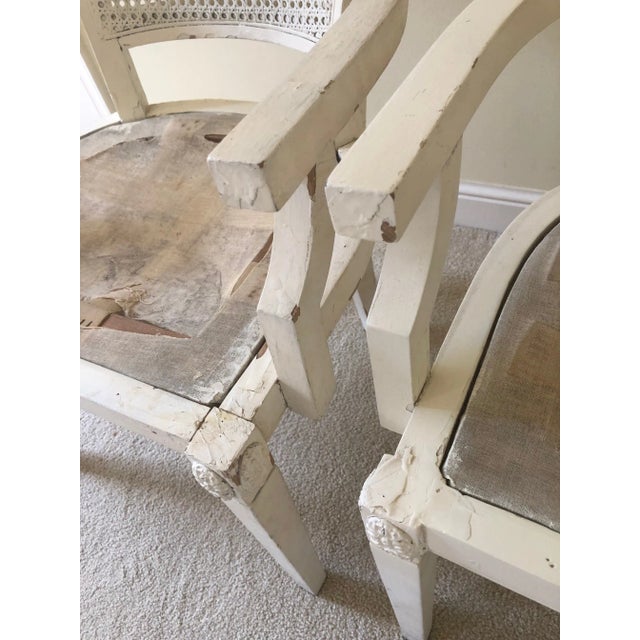 Vintage Mid Century Modern Wicker Cane Armchairs- a Pair, Part of a Set For Sale - Image 4 of 7