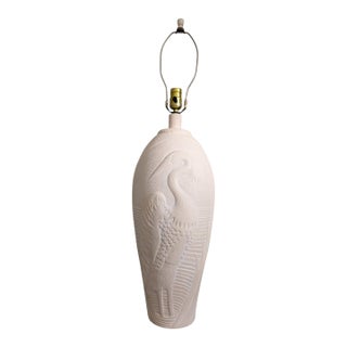 Large Vintage Dayle Rushall Sculptural Heron Egret Table Lamp, Ivory Palm Beach Coastal For Sale