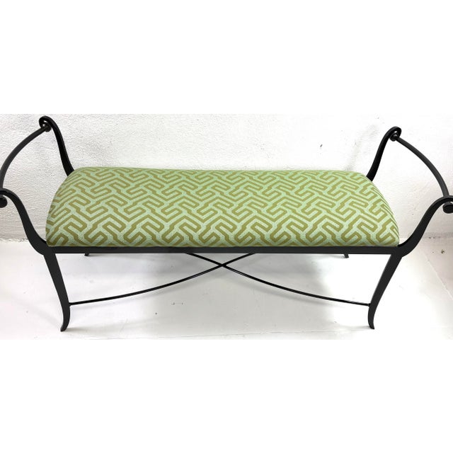 Modern Modern Late 20th Century Iron Upholstered Bench For Sale - Image 3 of 9
