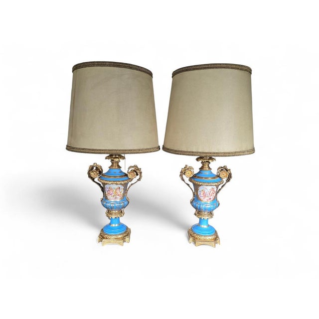 19th Century French Porcelain and Gilt Bronze Lamps in the style of Sèvres, 1890s For Sale - Image 6 of 13
