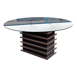 Mid-Century Modern Circular Dining Table with Smoked Glass on Chrome Base, 1970s For Sale