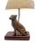 Late 20th Century Figural Golden Retriever Dog Table Lamp, Metal on Wood Base With Shade, 21.5"h For Sale - Image 9 of 12