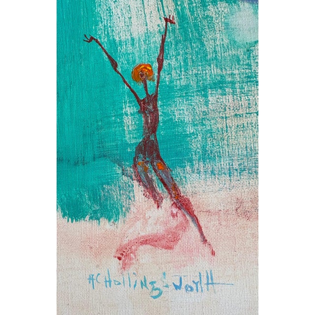 Modern "Moon Dance Azul", Original Painting by Alvin Carl Hollingsworth, 1980 For Sale - Image 3 of 3