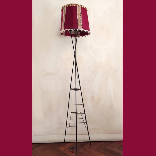 Vintage Floor Lamp in Velvet For Sale - Image 6 of 6