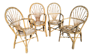 Vintage Rattan Armchairs, 1970s, Set of 4