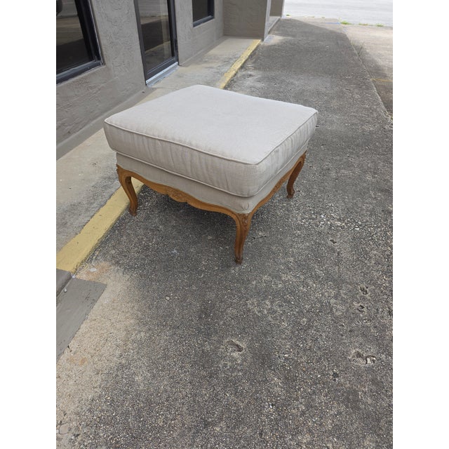 Wood Vintage French Style Square Ottoman For Sale - Image 7 of 9