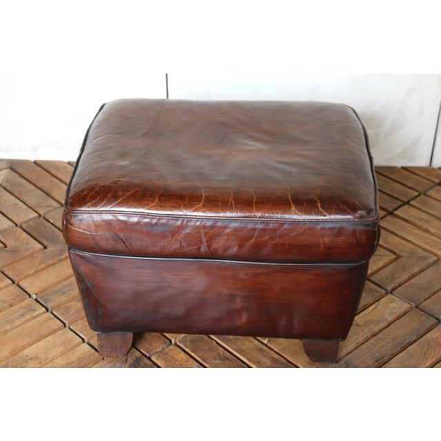Vintage Leather Club Chair With Ottoman, Circa 1980s For Sale - Image 17 of 18