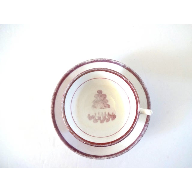 Antique Early 19th Century Georgian Pink Luster Teacup and Saucer For Sale - Image 4 of 8