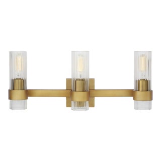Visual Comfort Studio Geneva 3 - Light Vanity Burnished Brass For Sale