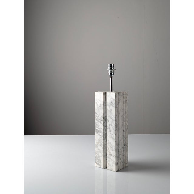 Art Deco Carrara Marble Table Lamp Base, 1940s For Sale - Image 3 of 13