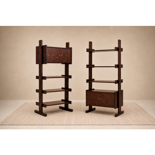 Pair of Brazilian Modern Adjustable Bookshelves With Cabinets in Rosewood, Brazil, 1960s For Sale In New York - Image 6 of 17