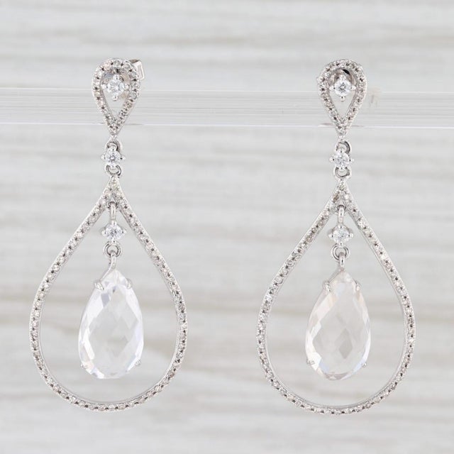 Gem: Natural Quartz - 6.8 x 12 mm, Pear Brilliant Cut, Colorless Color - Natural Diamonds - 0.50 Total Carats, Round...