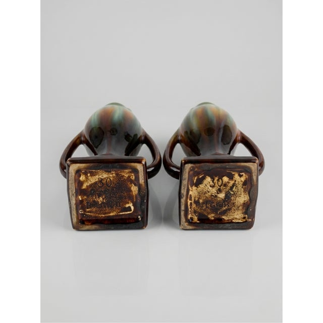 Art Deco Flame Glazed Vases from Faïencerie de Thulin, Belgium, 1940s, Set of 2 For Sale - Image 6 of 9