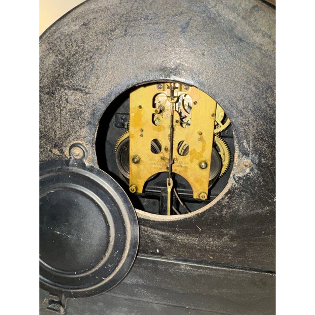 Antique Ansonia Black Mantel Clock “Verona” Model With Open Escapement For Sale - Image 12 of 12