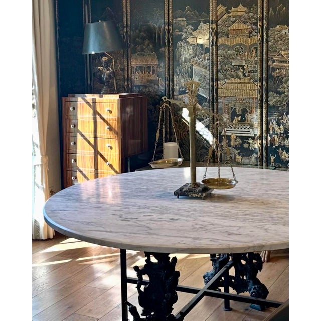 Traditional Beautiful Antique Brass Scale on Portofino Marble Base, Made in Italy For Sale - Image 3 of 8