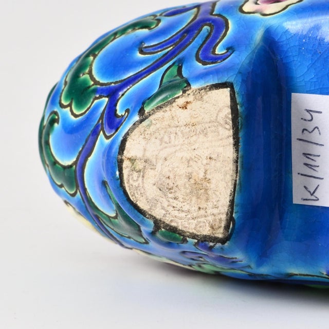 Blue Enameled Pottery Shoe from Longwy, 1930s For Sale - Image 8 of 10