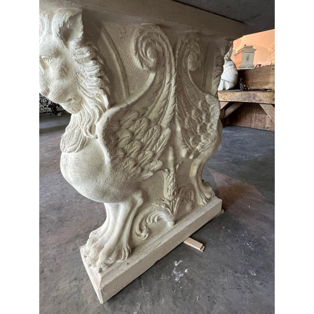 Richly Carved Roman Style Gray and White Limestone Table From Northern Italy For Sale In Dallas - Image 6 of 12