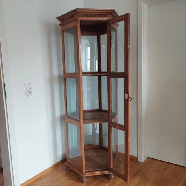 Hexagonal Display Cabinet in Teak For Sale - Image 4 of 13