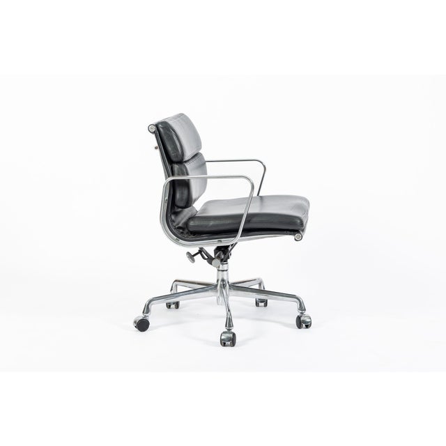 Black Eames for Herman Miller Soft Pad Black Leather Desk Chair 2000s For Sale - Image 8 of 13