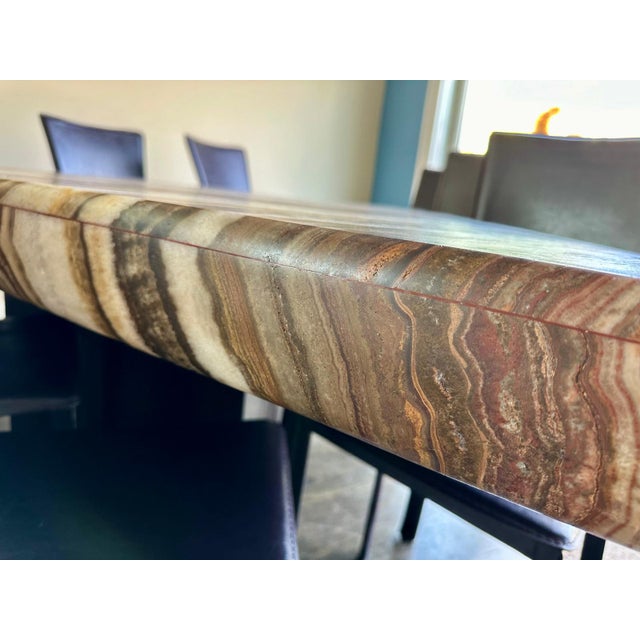 Gemstone Sculptural Onyx Dining Table – Triangular Waterfall Edge Statement Piece, Seats 9 For Sale - Image 7 of 10