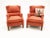 This matching pair of salmon upholstered chairs are a perfect example of form and function working beautifully together....