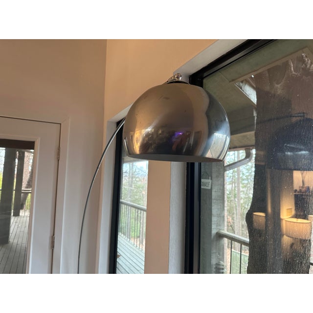 Truly Wonderful MCM Silver Chrome Floor Lamp. Its base is pretty heavy and I think it is made of some type of chalk or...