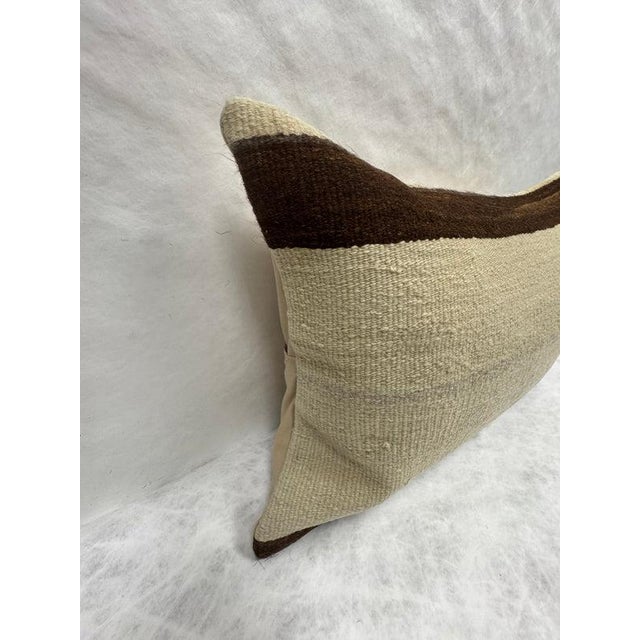 Turkish Hemp Pillow Cushion Natural Beige Brown Pillow Cushion Cover 16" x 24" For Sale - Image 4 of 4