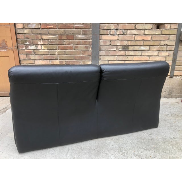 Two-Seater Sofa in Black Genuine Leather by Hans Kaufeld for de Sede, 1980s For Sale - Image 4 of 15