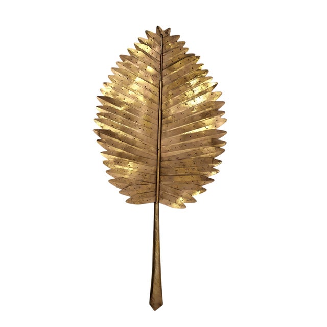 Gold Group of Three Vintage Metal Palm Leaf Sculptures For Sale - Image 8 of 10