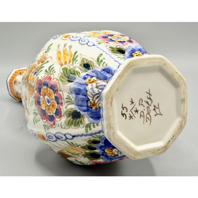 Early Dutch Hand Painted Delft Chinoiserie Polychrome Vase With Birds For Sale - Image 11 of 12