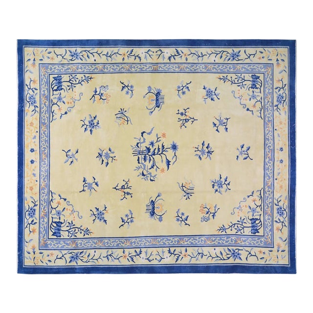 Vintage Chinese Art Deco Hand Knotted Wool Rug,11'6'' X 14' For Sale