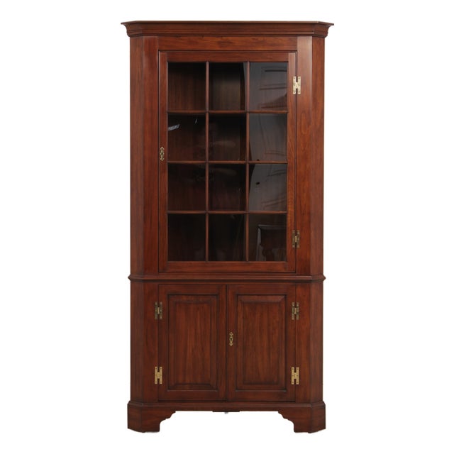 Henkel Harris Large Cherry Corner China Cabinet For Sale