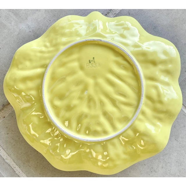 Mid 20th-Century Majolica-Inspired Lettuce Ware Crudité Platter & Attached Bowl Attributed to Secla Pottery of Portugal For Sale - Image 10 of 13