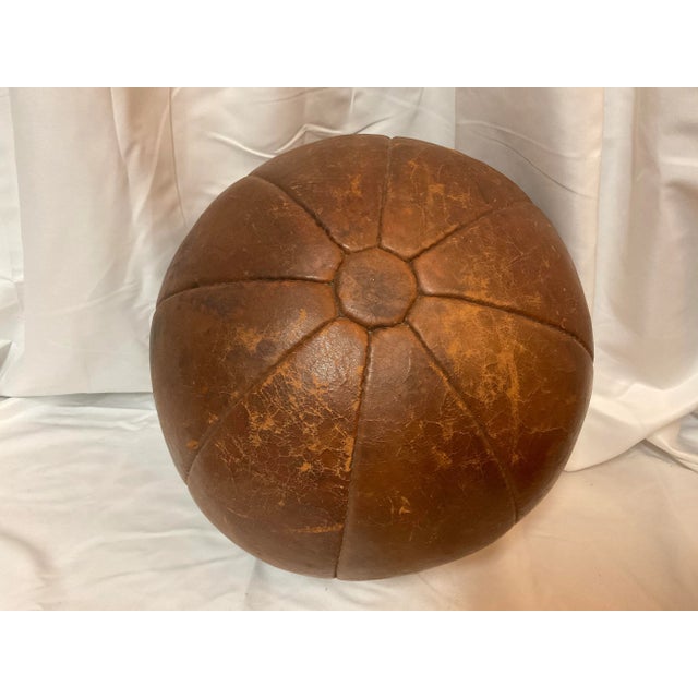 Traditional Vintage 1960s Leather German Medicine Ball For Sale - Image 3 of 4