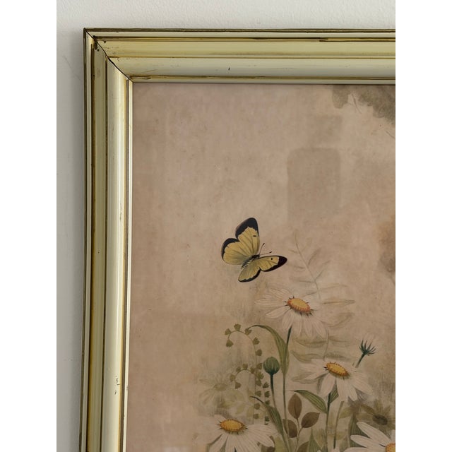 Vintage 1970s F. Massa “Splendors of Nature” Floral Daisy & Butterfly Framed Print For Sale - Image 10 of 14