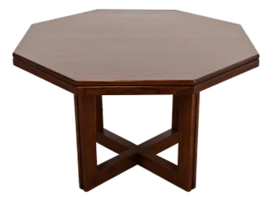 Frank Lloyd Wright Style Mid-Century Modern Oak X-Base Dining Table, Newly Refinished