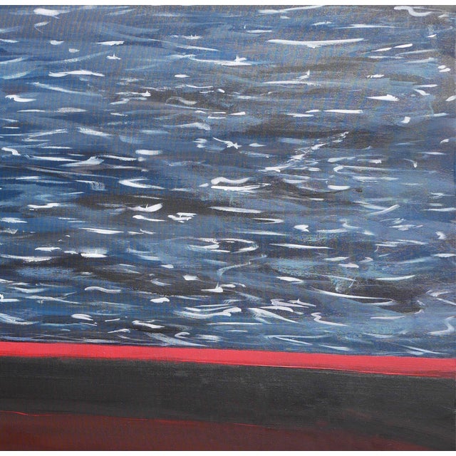 Moisés Villafuerte "Salvavida" Blue, Red, and White Contemporary Seascape Painting with Texts, 2023 For Sale In Houston - Image 6 of 11