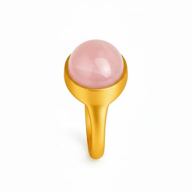Pink, Rose Quartz Cabochon Ring, Size 6.75 For Sale - Image 4 of 6