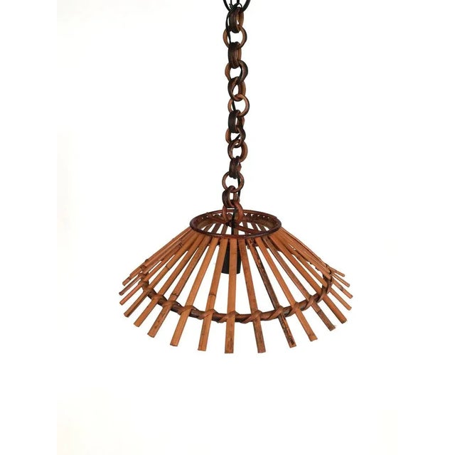 Vintage Bamboo & Rattan Pendant Light, Italy, 1960s For Sale - Image 9 of 9