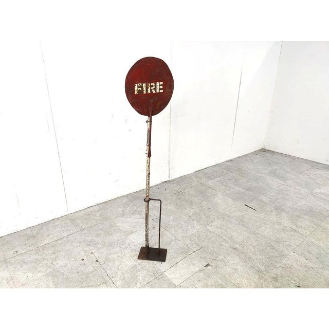 Paint Vintage Enamel Fire Sign, 1950s For Sale - Image 7 of 9