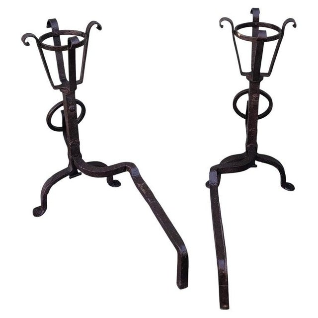 Late 19th Century Late 19th Century Cast Iron Fire Place Andirons For Sale - Image 5 of 6