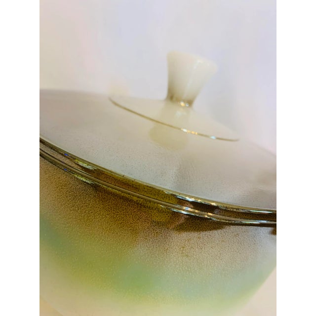 Glass Mid-Century Iridescent Green & Copper Tone Federal Glass Vanity Jar For Sale - Image 7 of 11