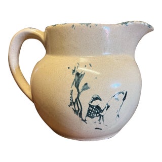 Vintage Bybee Pottery Pitcher With Boy Fishing For Sale