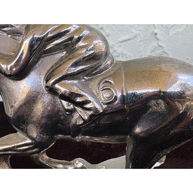 Metal Vintage 1930s–50s Cast Metal Racehorse & Jockey Hood Ornament – Chromed Radiator Mascot For Sale - Image 7 of 8