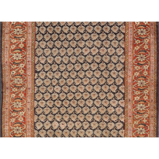 Textile Dark Blue Antique Persian Sultanabad Rug in All-Over Paisley 10'3 X 15'2 For Sale - Image 7 of 15