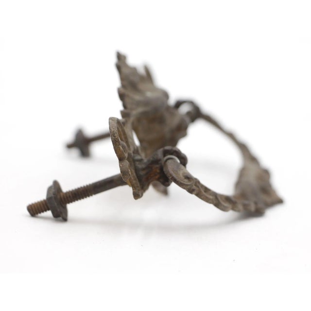 Metal Set of 4 Vintage Victorian Bronze Lion Head Drawer Pulls For Sale - Image 7 of 7