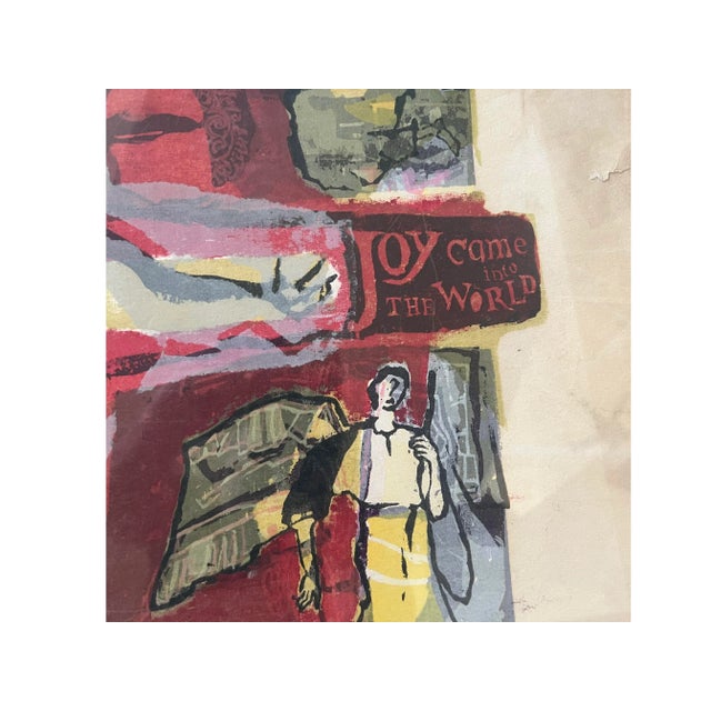 1950s Vintage Mid Century Modern Print Painting Art by Sister Monica Julie Crucifixion Abstract 1950s For Sale - Image 5 of 11